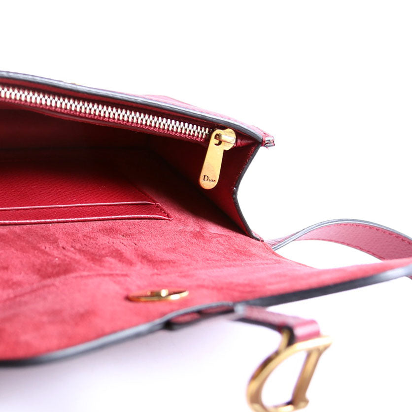 Dior Slim Saddle Bag Grain Leather Red