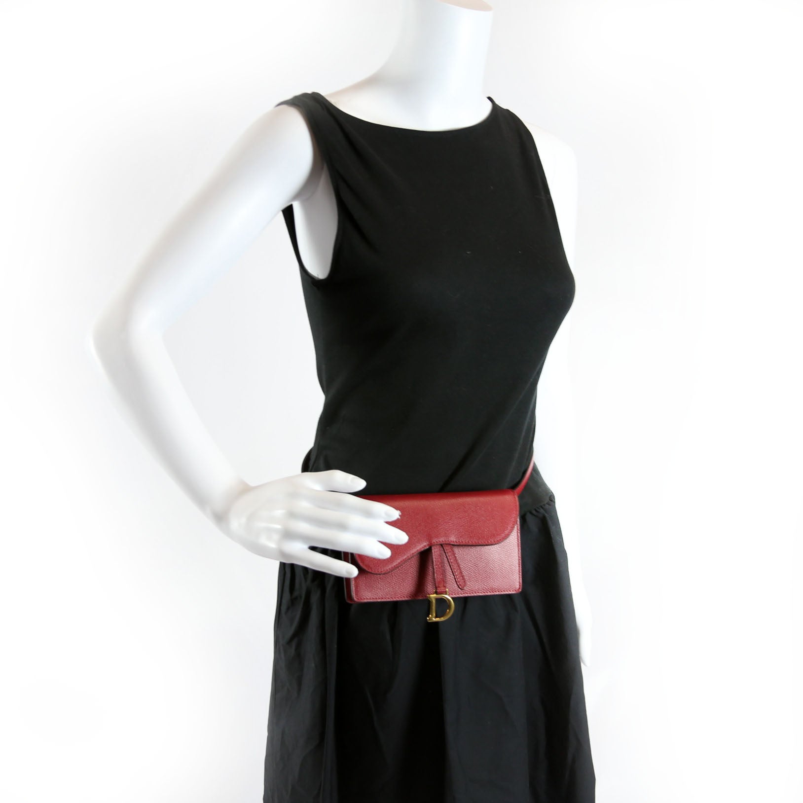 Dior Slim Saddle Bag Grain Leather Red