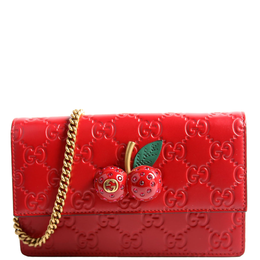 Gucci 481291 GG Leather Cherries Mini Bag Red