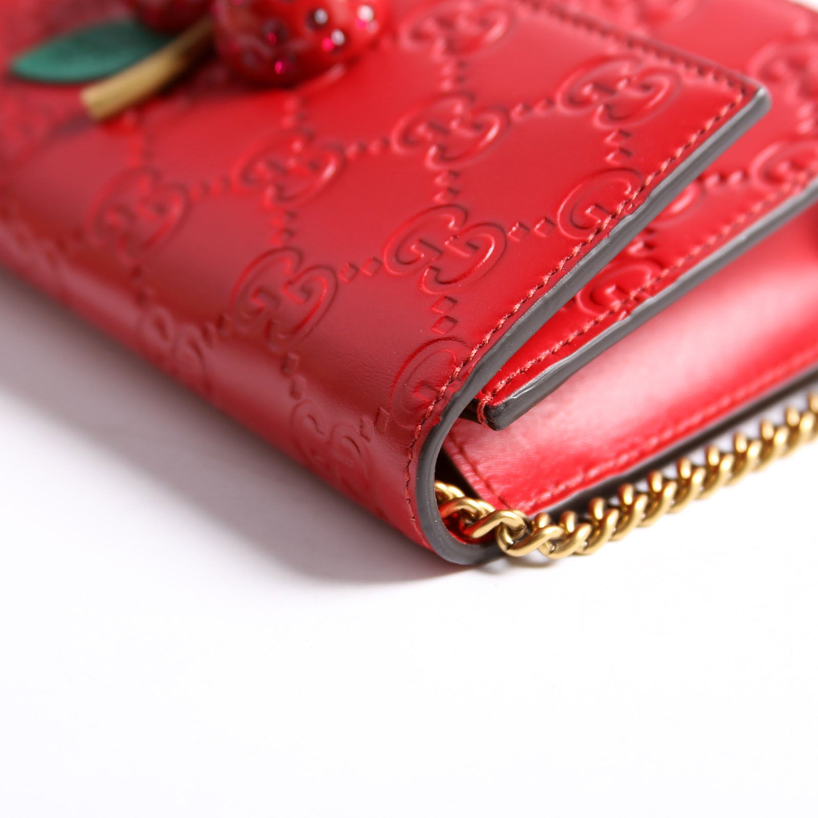 Gucci 481291 GG Leather Cherries Mini Bag Red