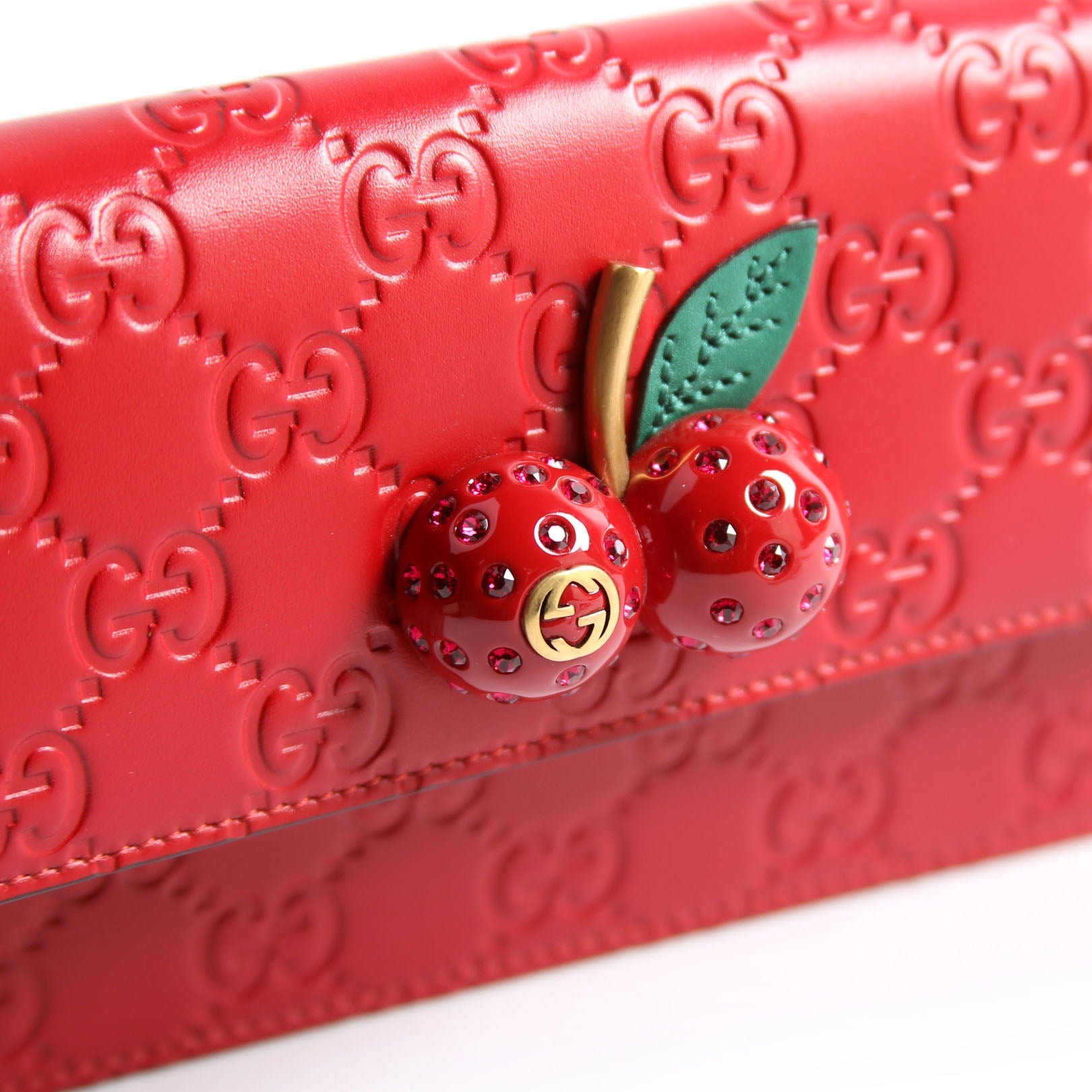 Gucci 481291 GG Leather Cherries Mini Bag Red
