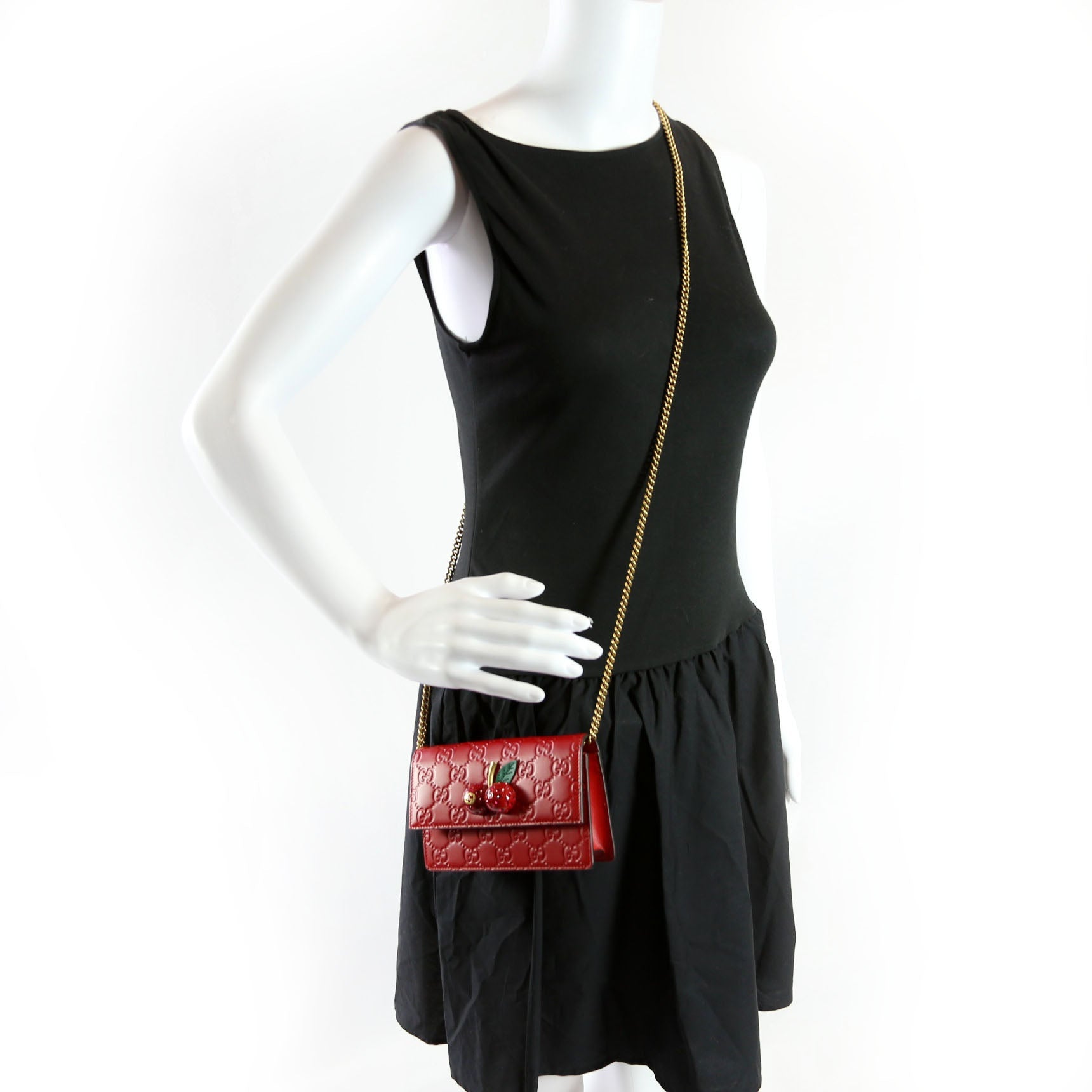 Gucci 481291 GG Leather Cherries Mini Bag Red