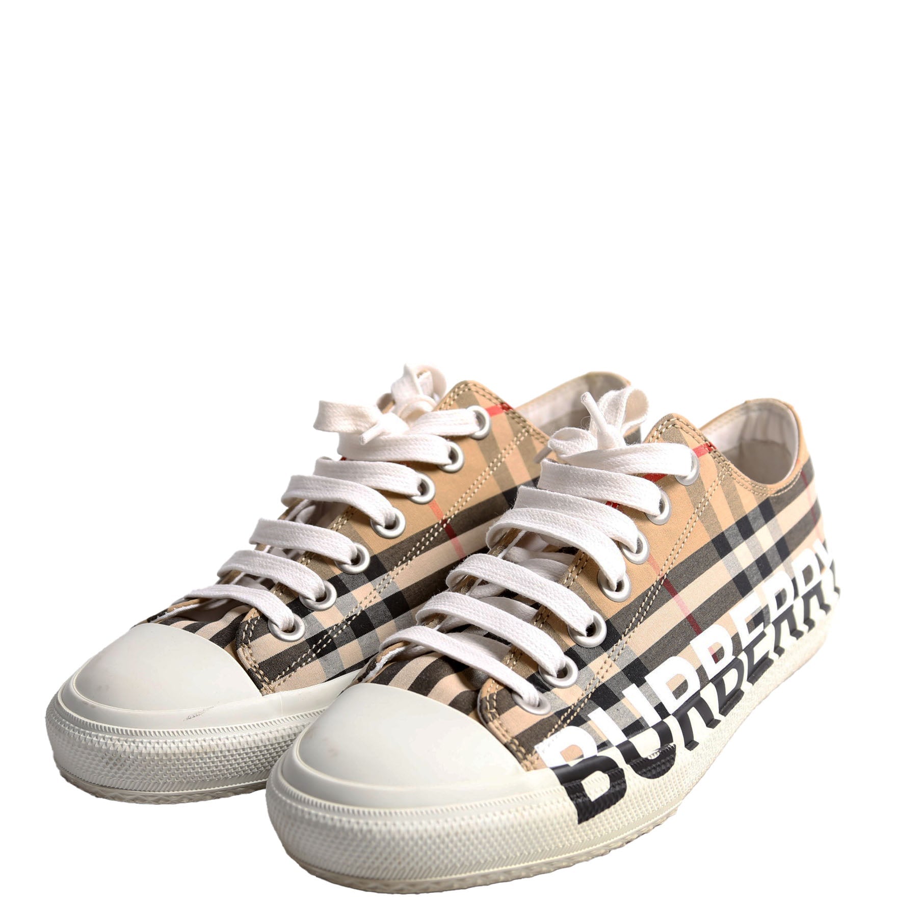 Larkhall Vintage Check Sneakers Size 38.5 Brown/Black/White