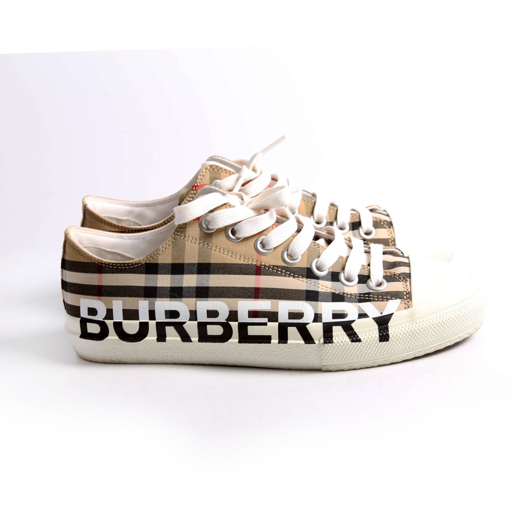 Larkhall Vintage Check Sneakers Size 38.5 Brown/Black/White