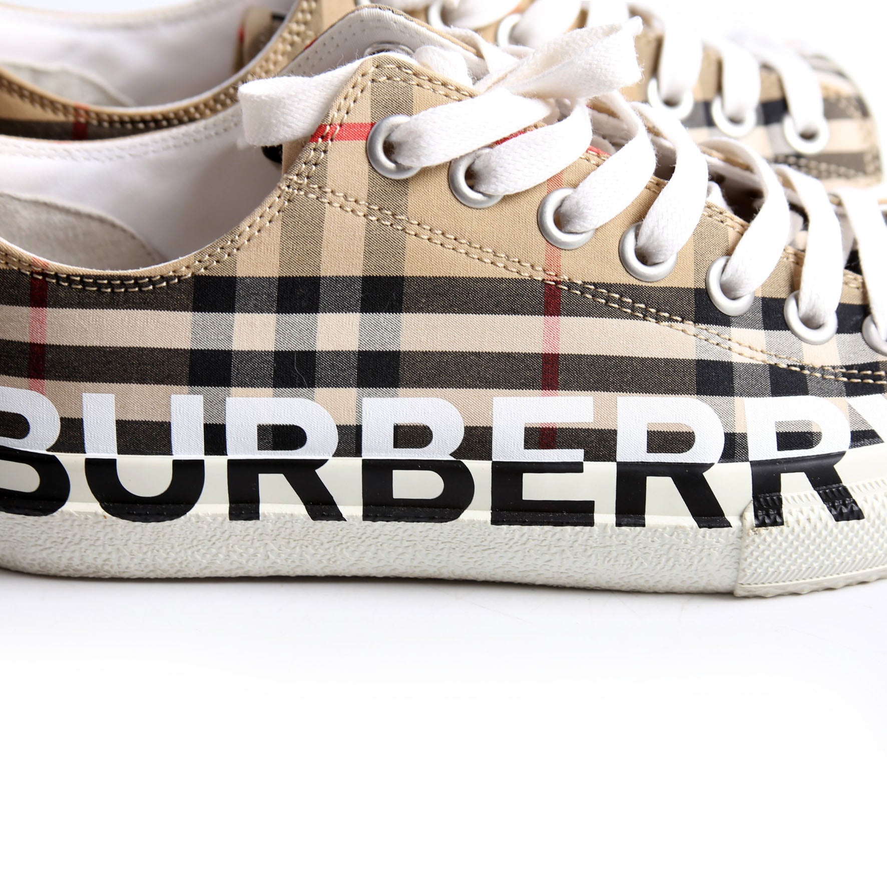 Larkhall Vintage Check Sneakers Size 38.5 Brown/Black/White