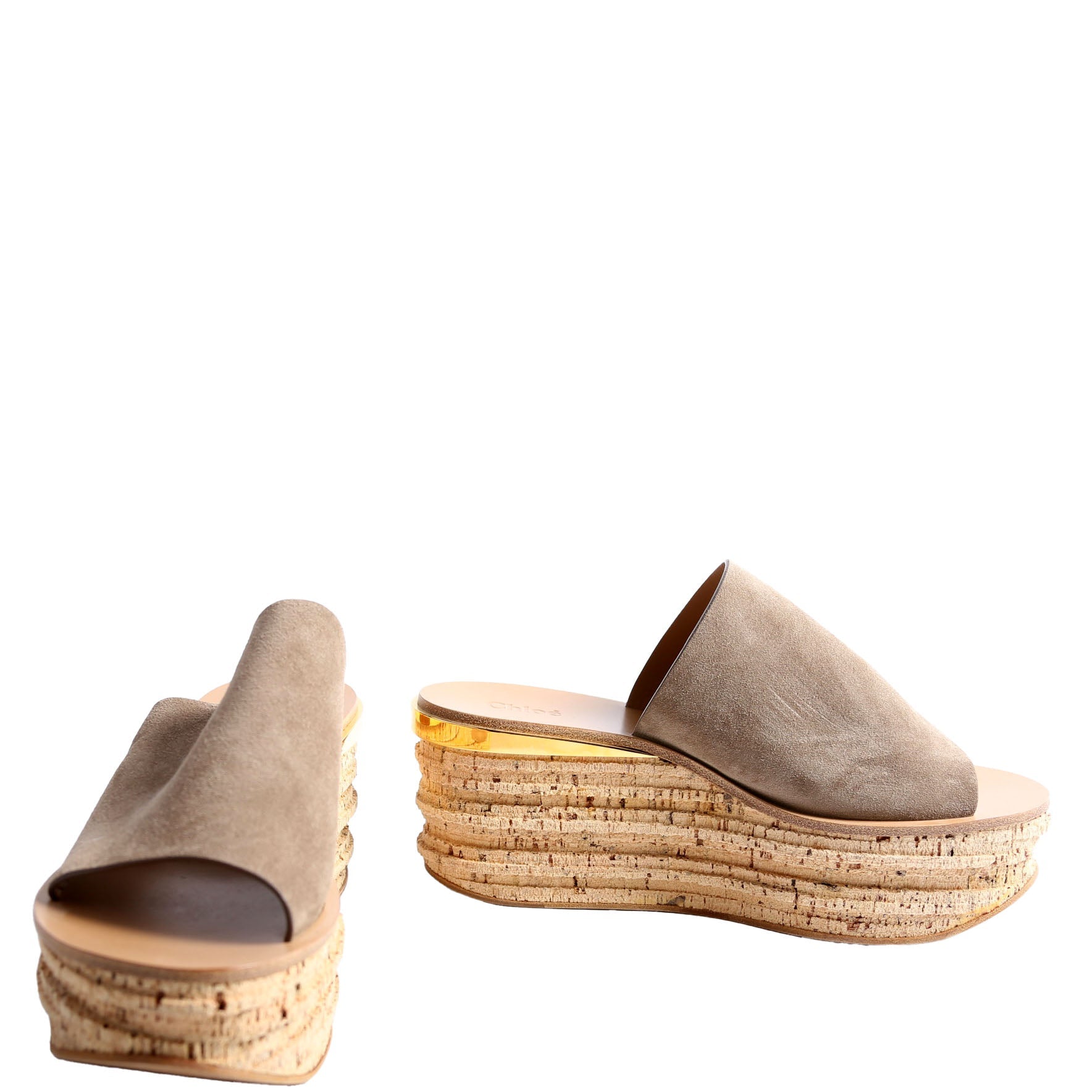 Camille Cork Platform Sandals Size 40 Beige/Taupe