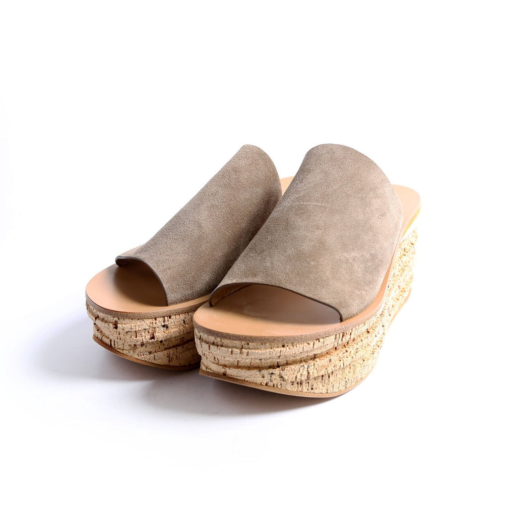 Camille Cork Platform Sandals Size 40 Beige/Taupe