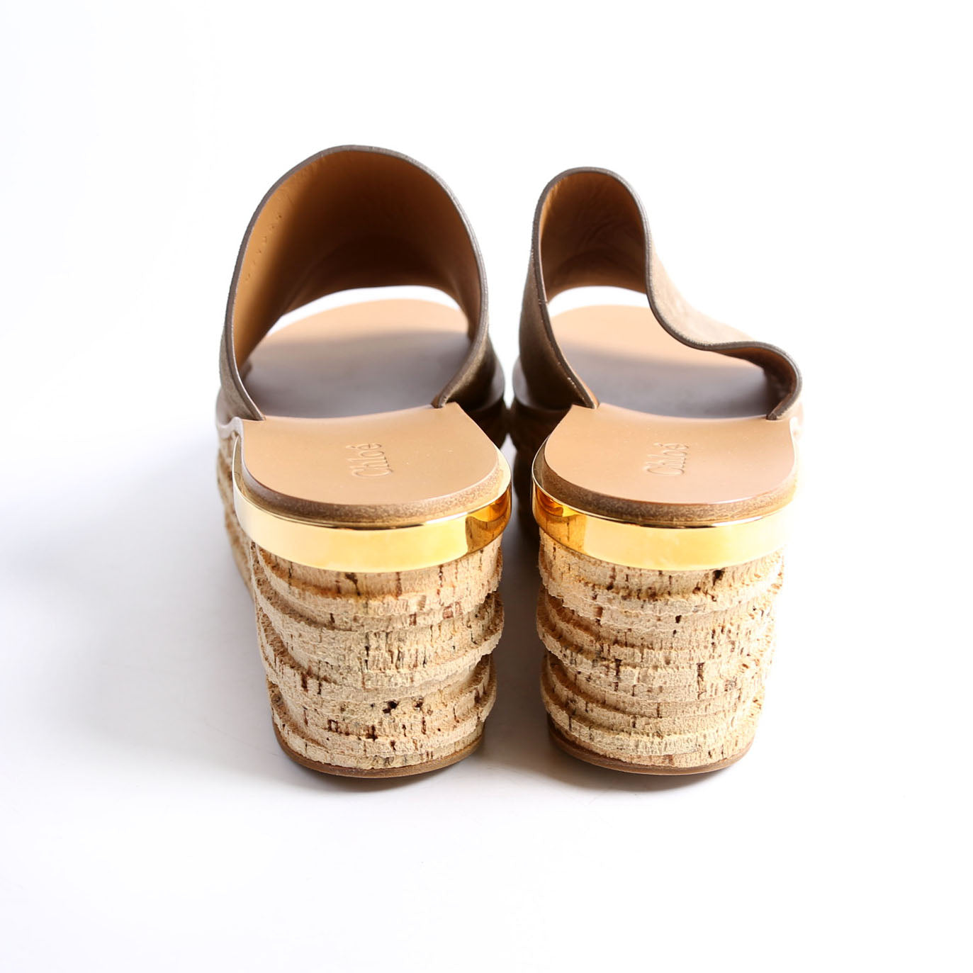 Camille Cork Platform Sandals Size 40 Beige/Taupe