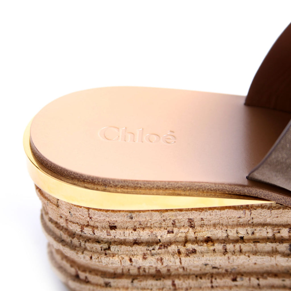 Camille Cork Platform Sandals Size 40 Beige/Taupe