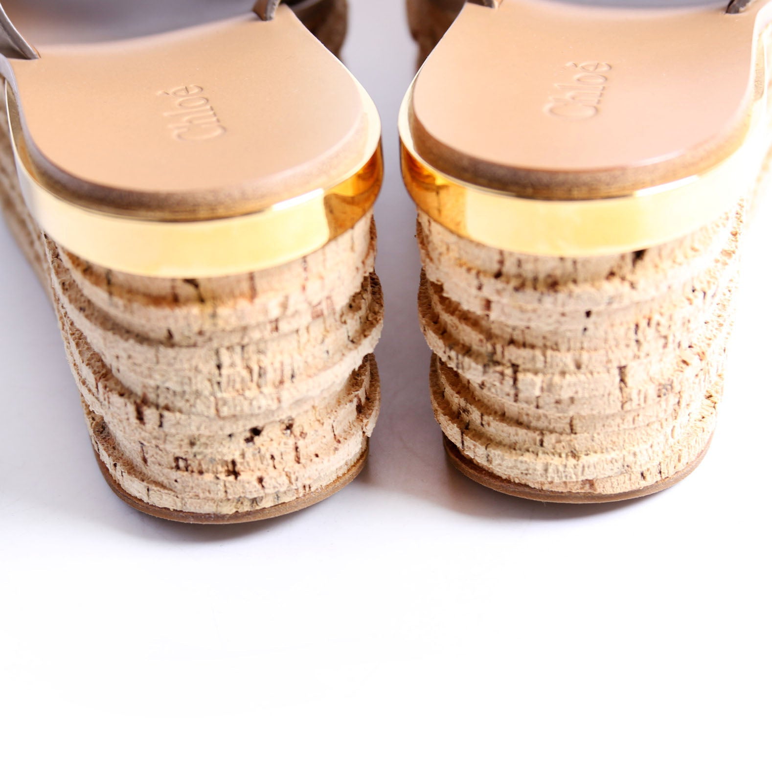 Camille Cork Platform Sandals Size 40 Beige/Taupe