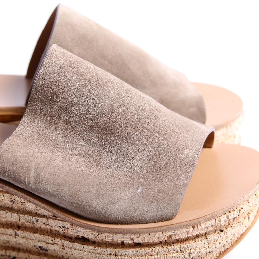 Camille Cork Platform Sandals Size 40 Beige/Taupe