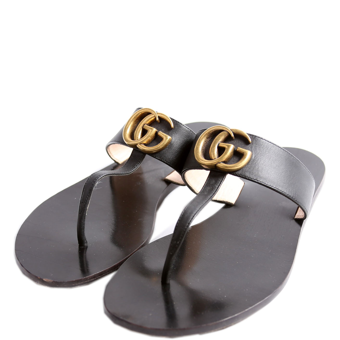 Marmont T Strap Sandals Size 38 Black/Gold