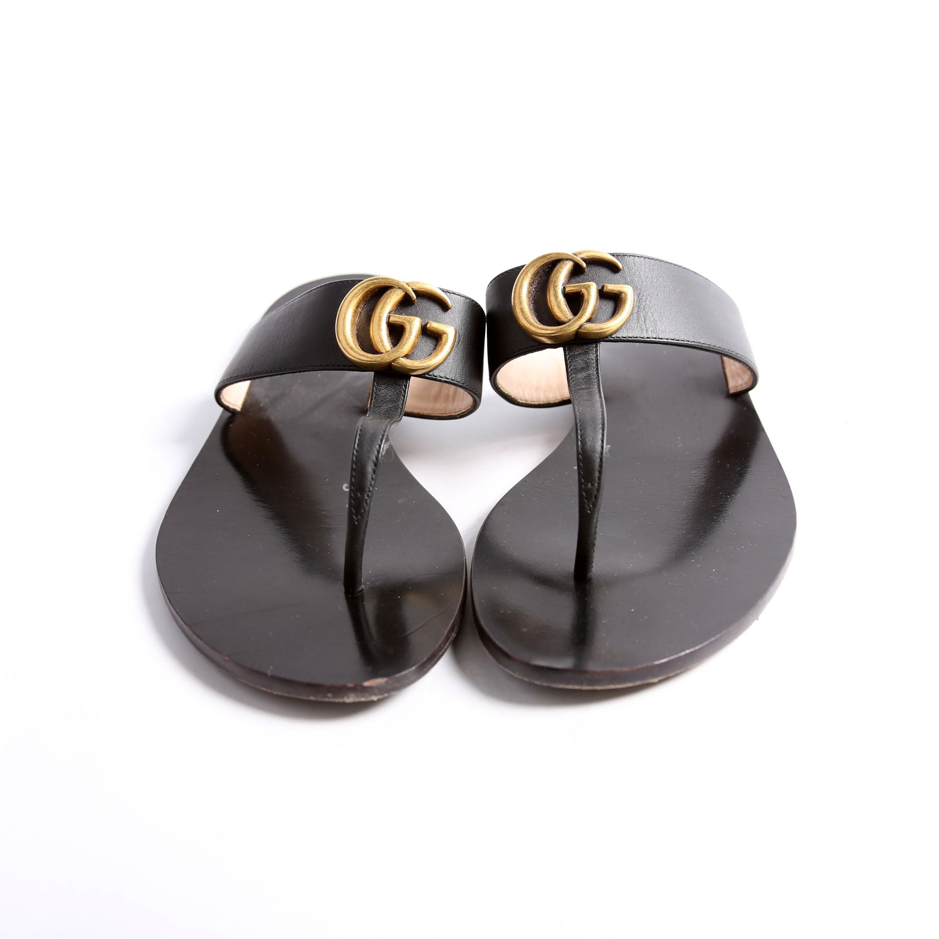 Marmont T Strap Sandals Size 38 Black/Gold