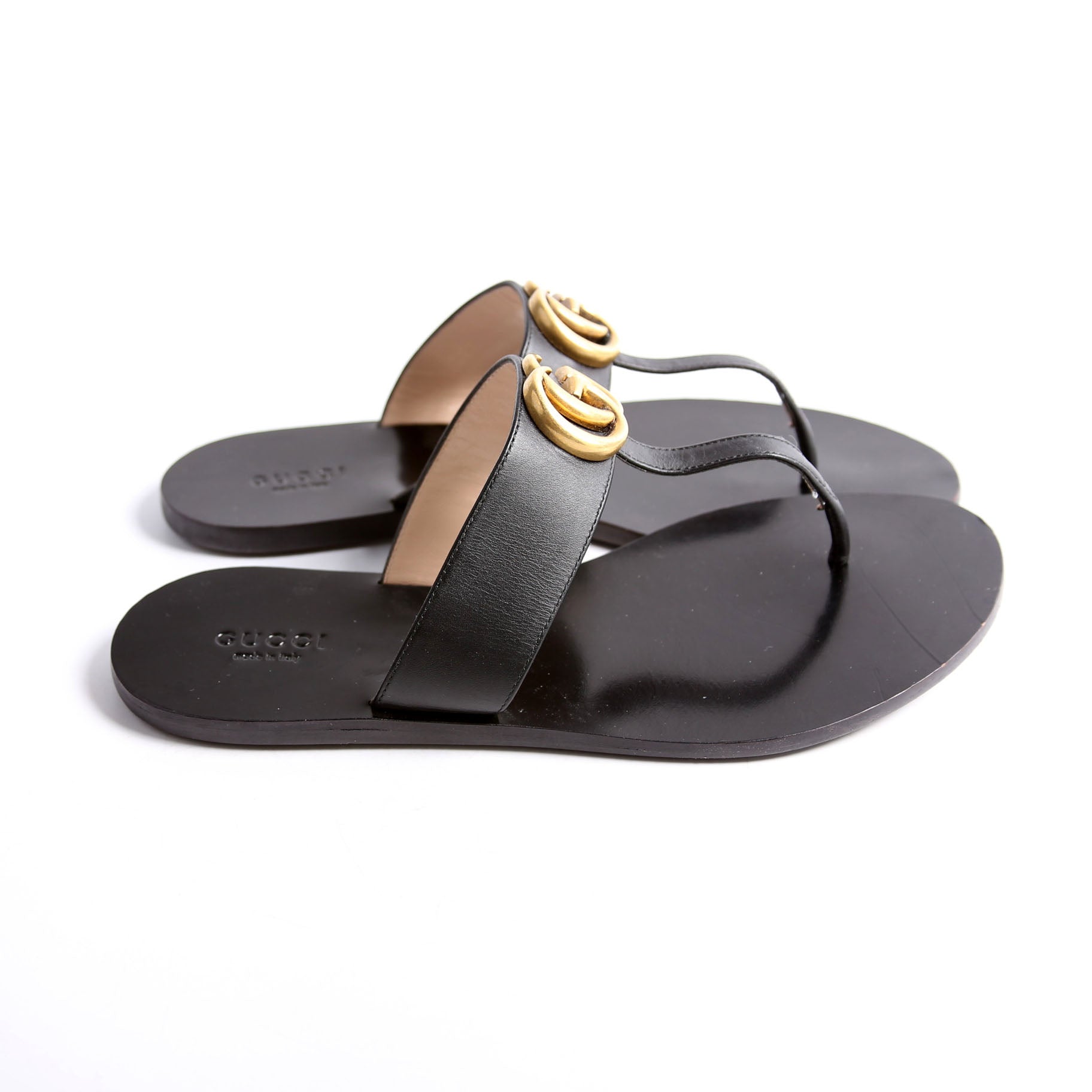 Marmont T Strap Sandals Size 38 Black/Gold