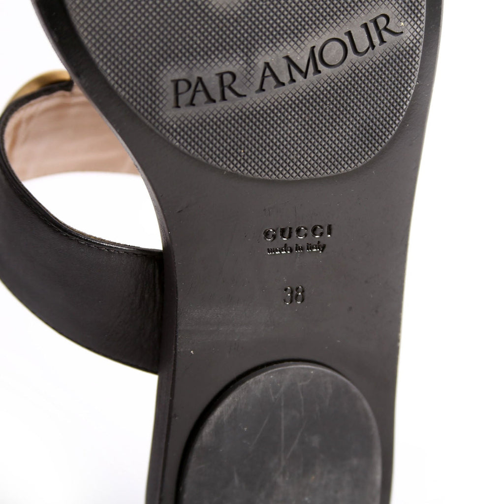 Marmont T Strap Sandals Size 38 Black/Gold