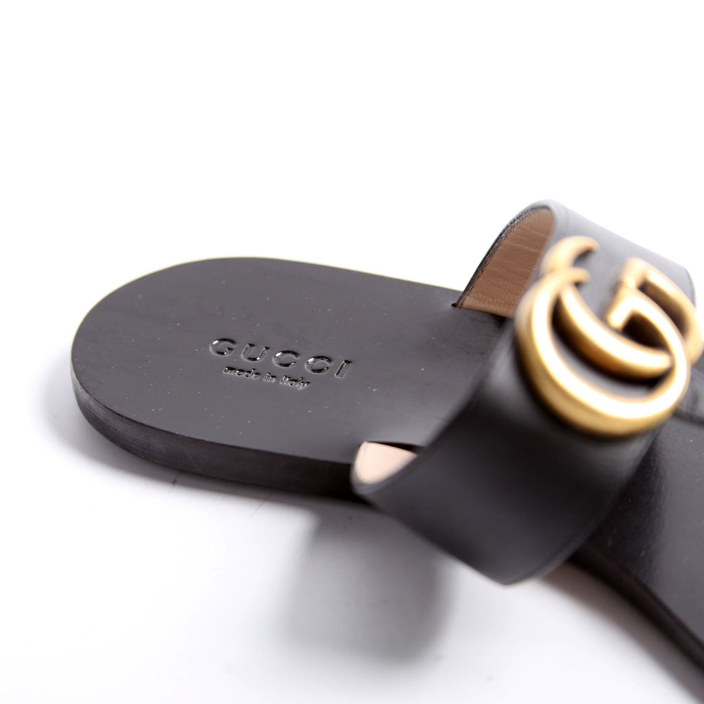 Marmont T Strap Sandals Size 38 Black/Gold