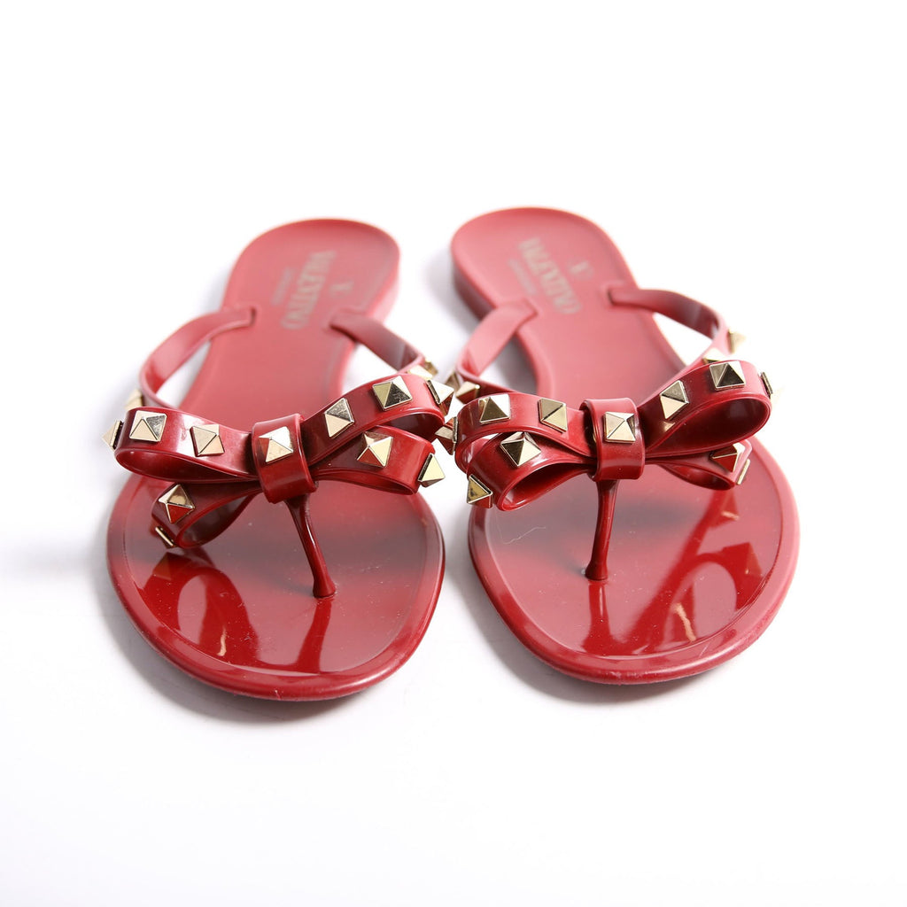 Rockstud Jelly Flip Flops Size 38 Red