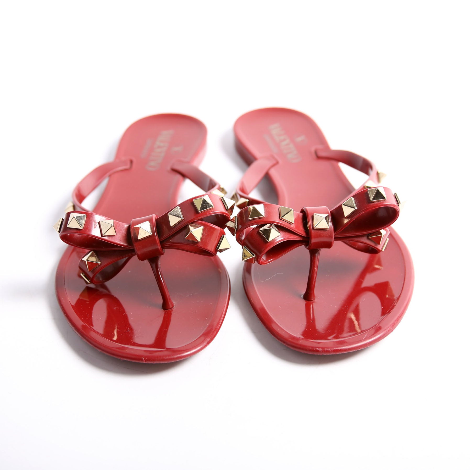 Rockstud Jelly Flip Flops Size 38 Red