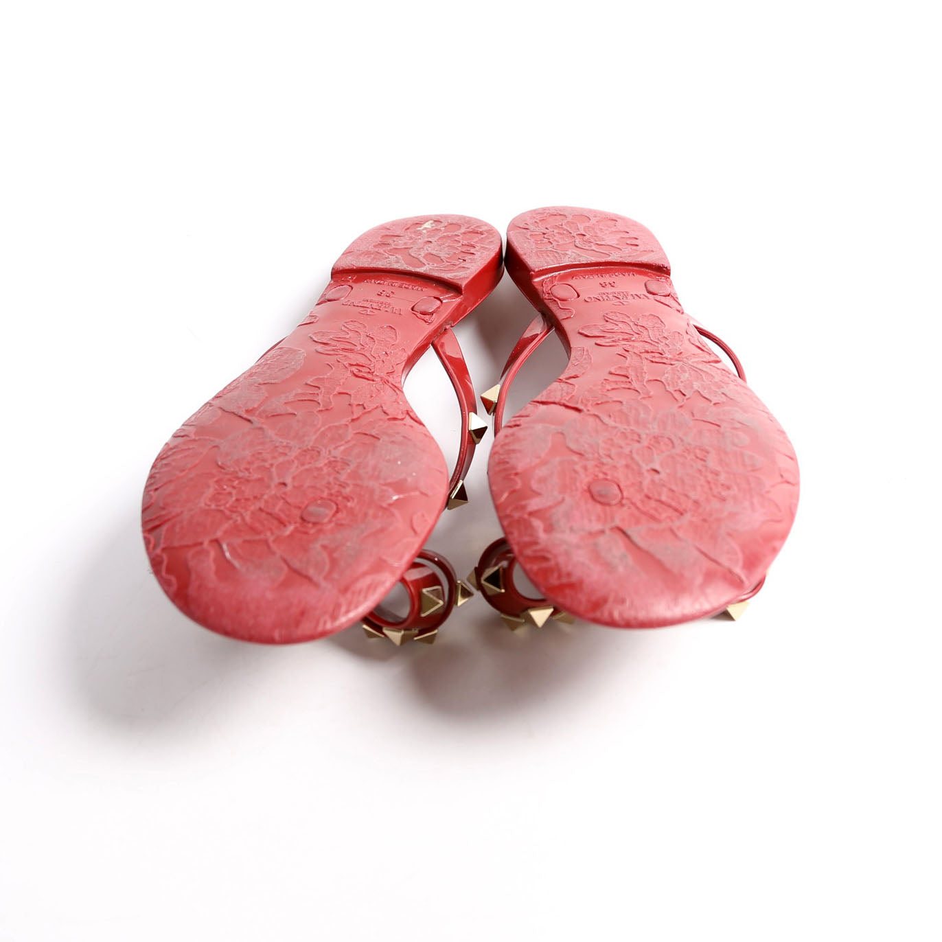 Rockstud Jelly Flip Flops Size 38 Red
