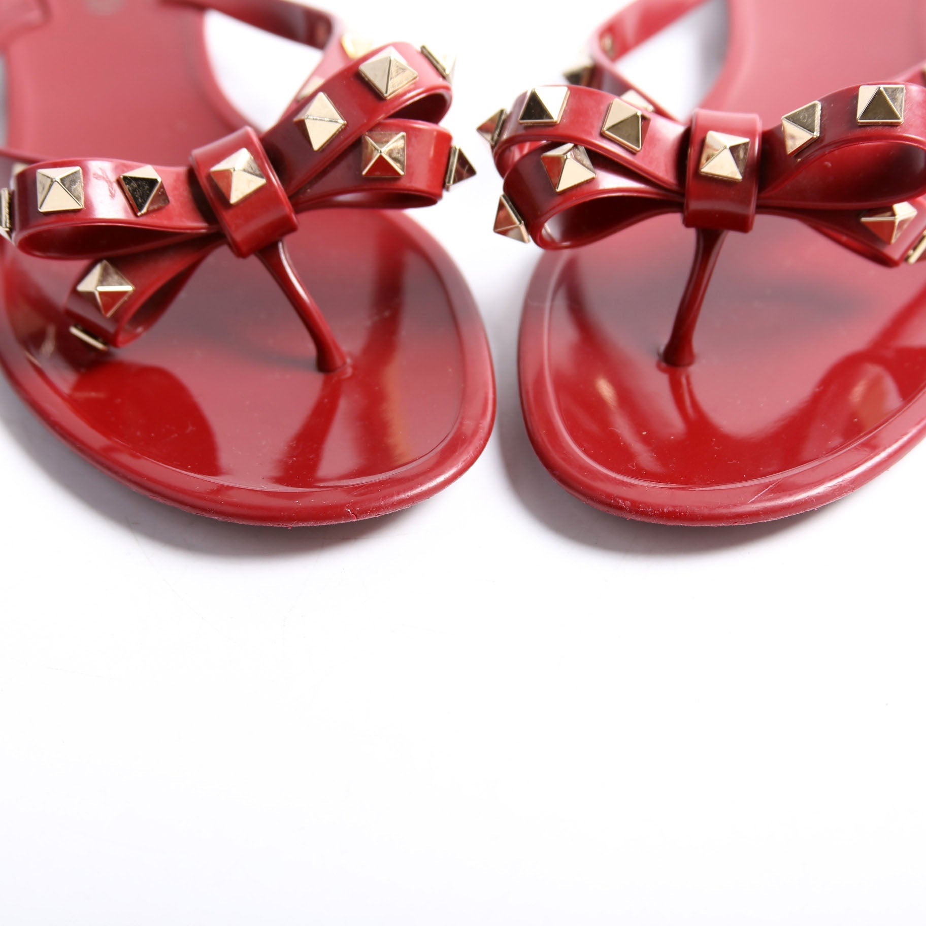 Rockstud Jelly Flip Flops Size 38 Red
