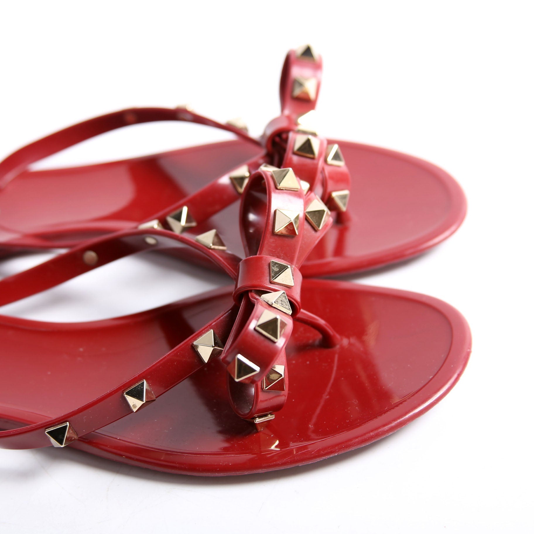 Rockstud Jelly Flip Flops Size 38 Red