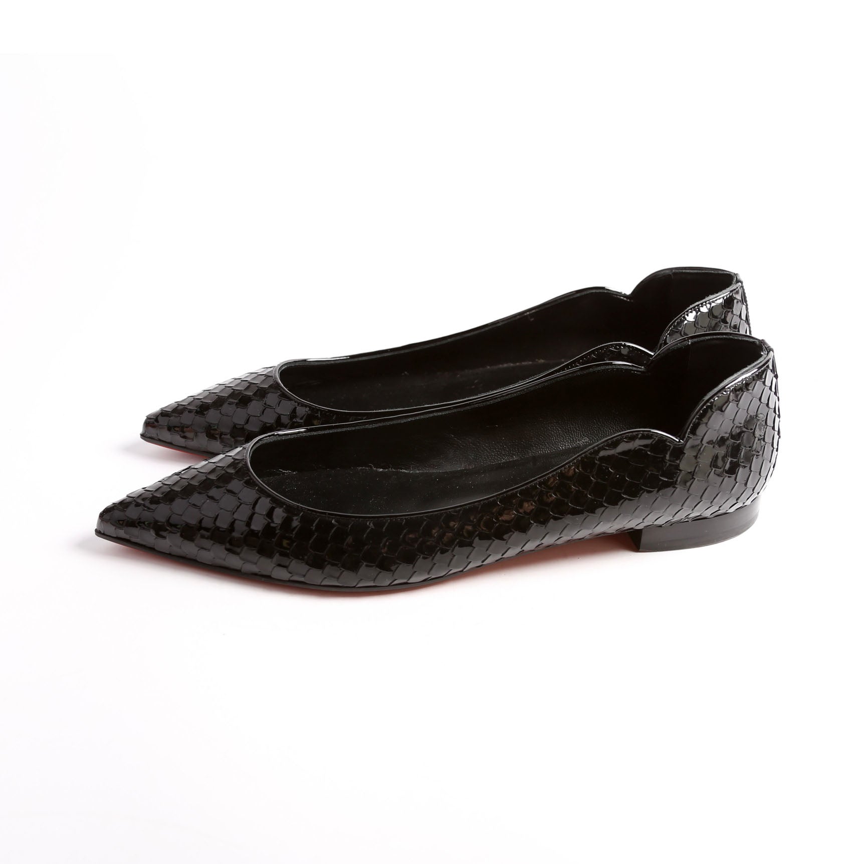 Hot Chickita Embossed Ballet Flats Size 39.5 Black