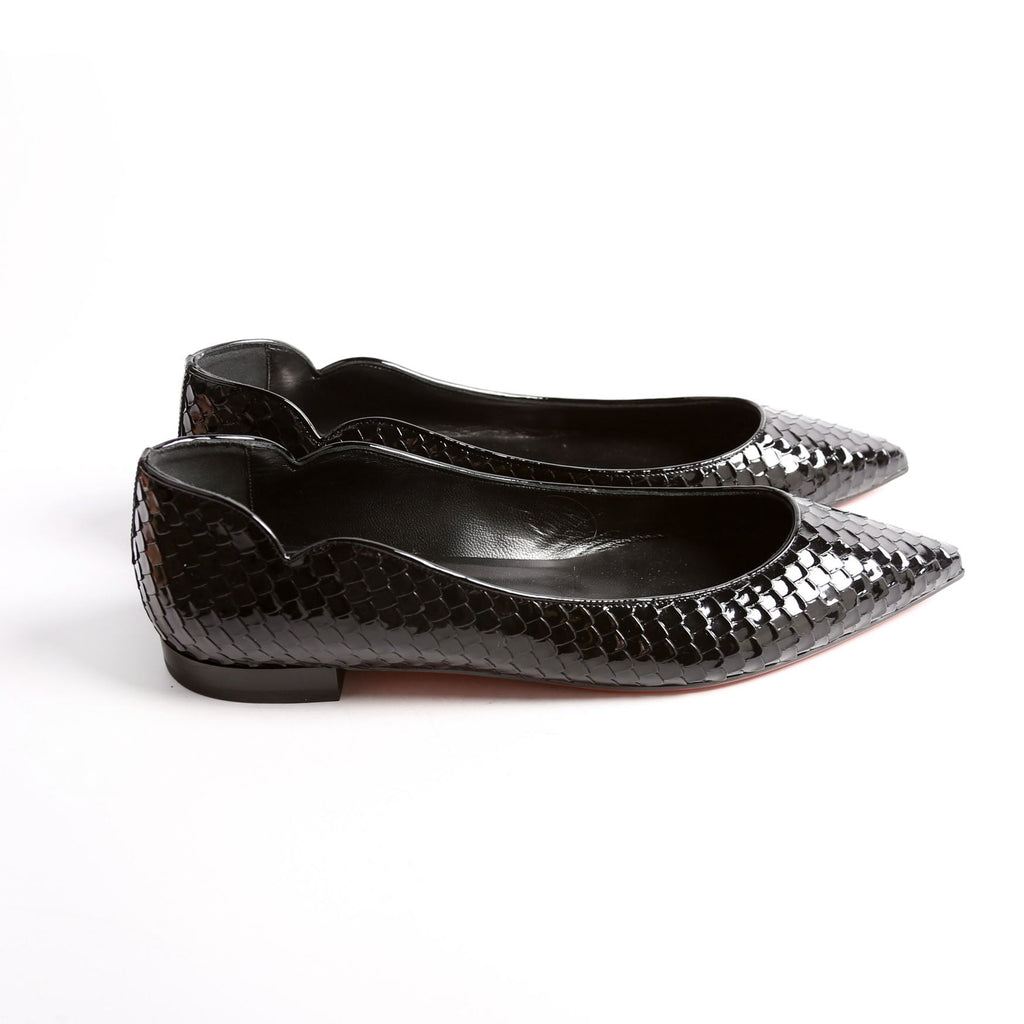 Hot Chickita Embossed Ballet Flats Size 39.5 Black
