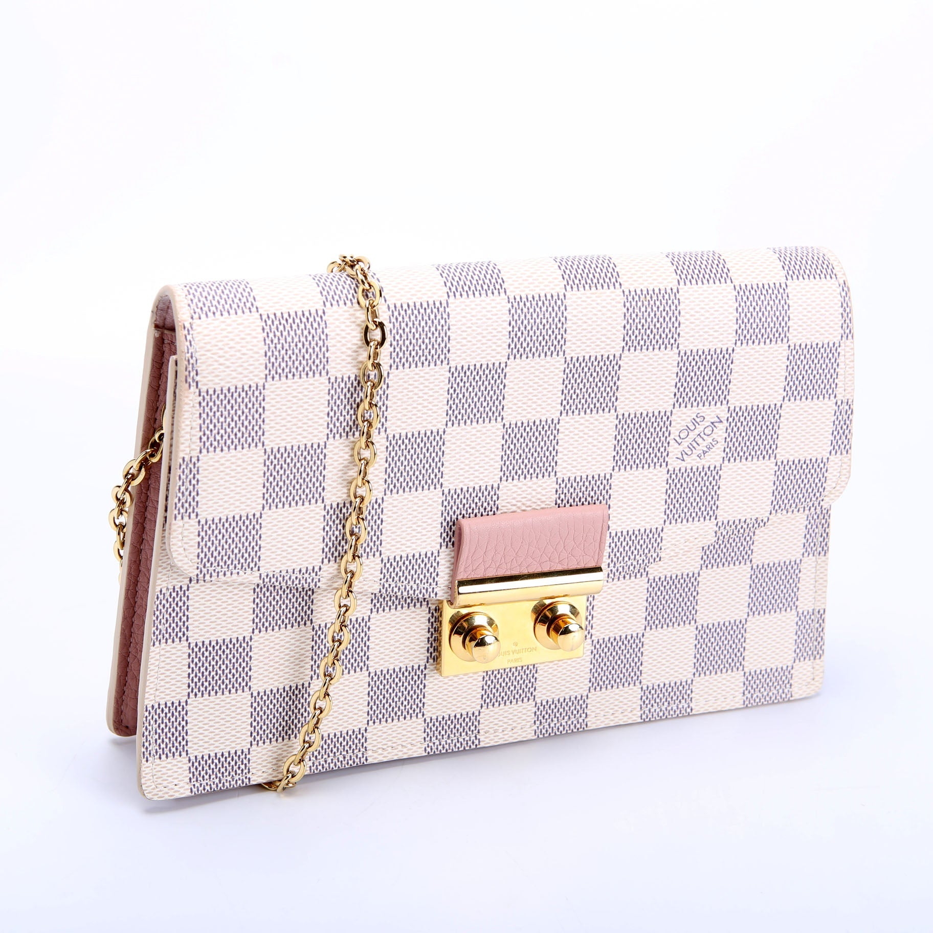Croisette Chain Wallet NM Damier Azur Pink