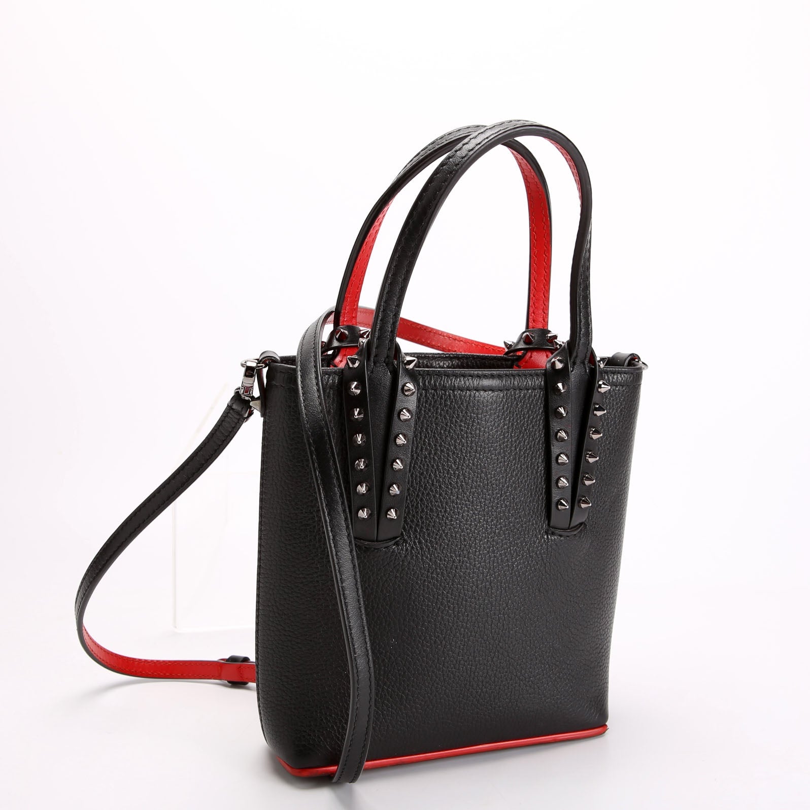 Cabata Mini Tote North/South Leather Black