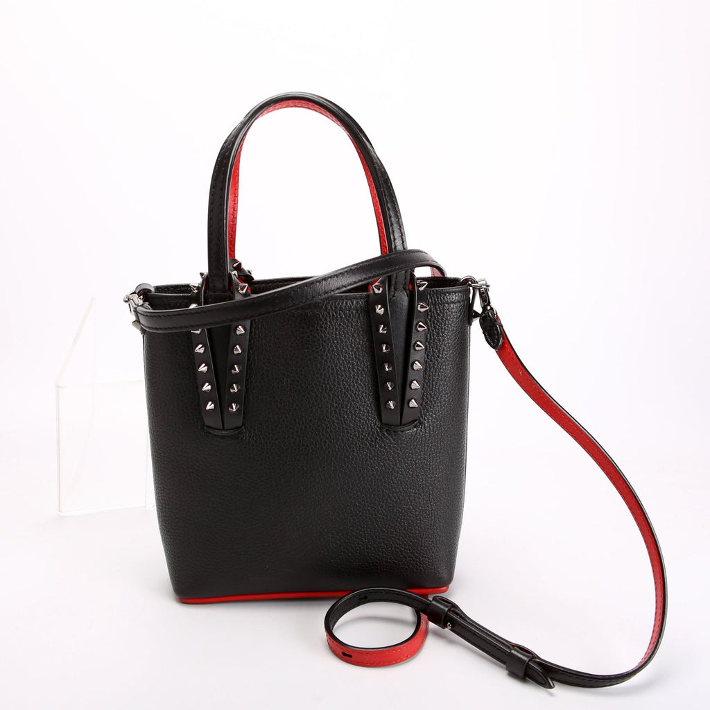 Cabata Mini Tote North/South Leather Black