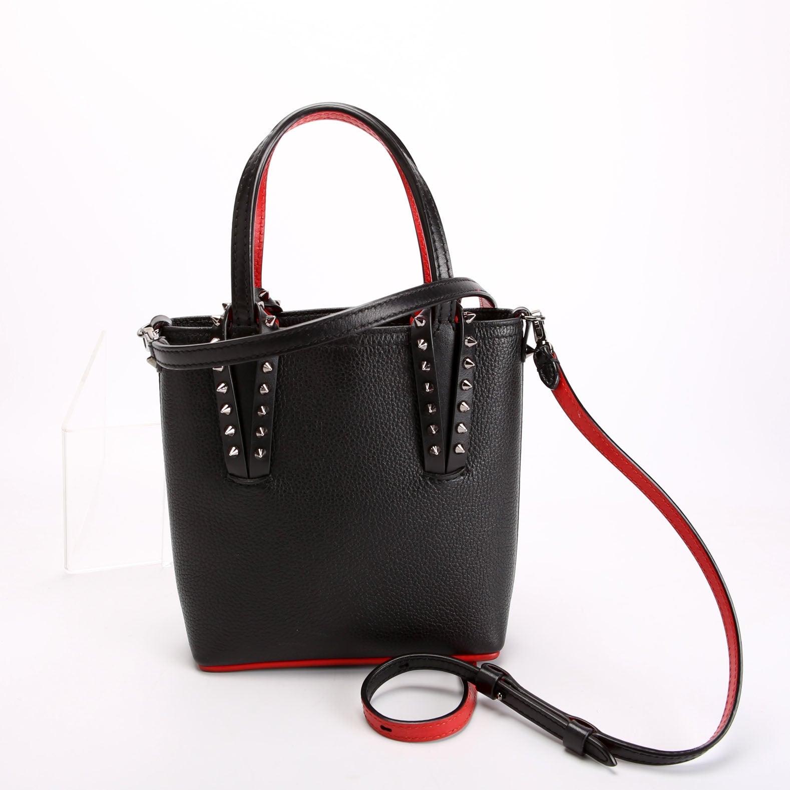 Cabata Mini Tote North/South Leather Black