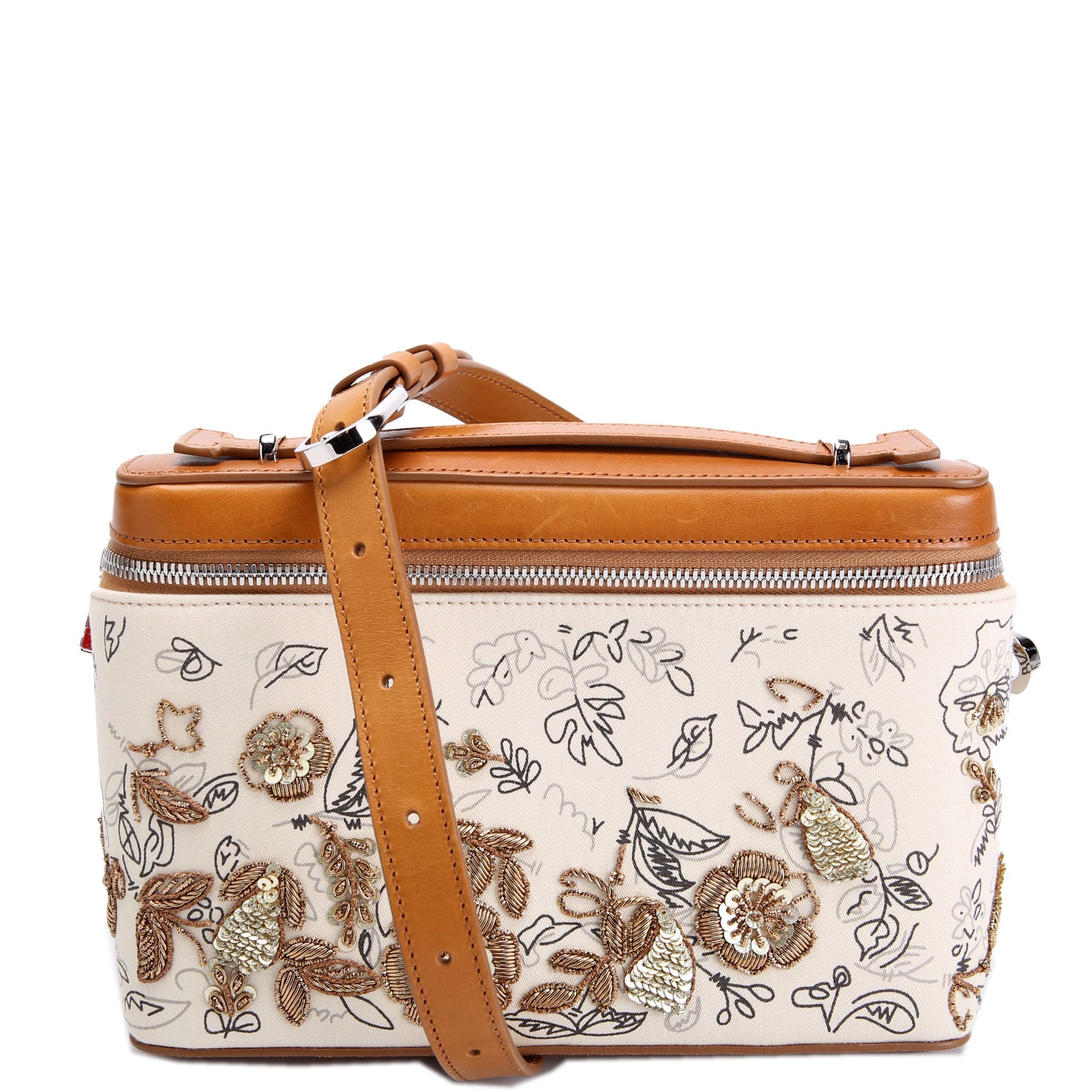 Djanis Floral Toile Crossbody Tan/Beige