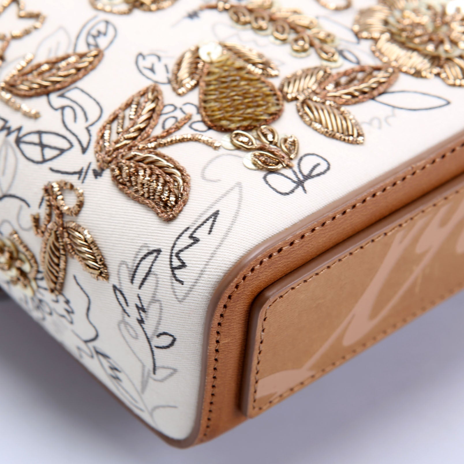 Djanis Floral Toile Crossbody Tan/Beige