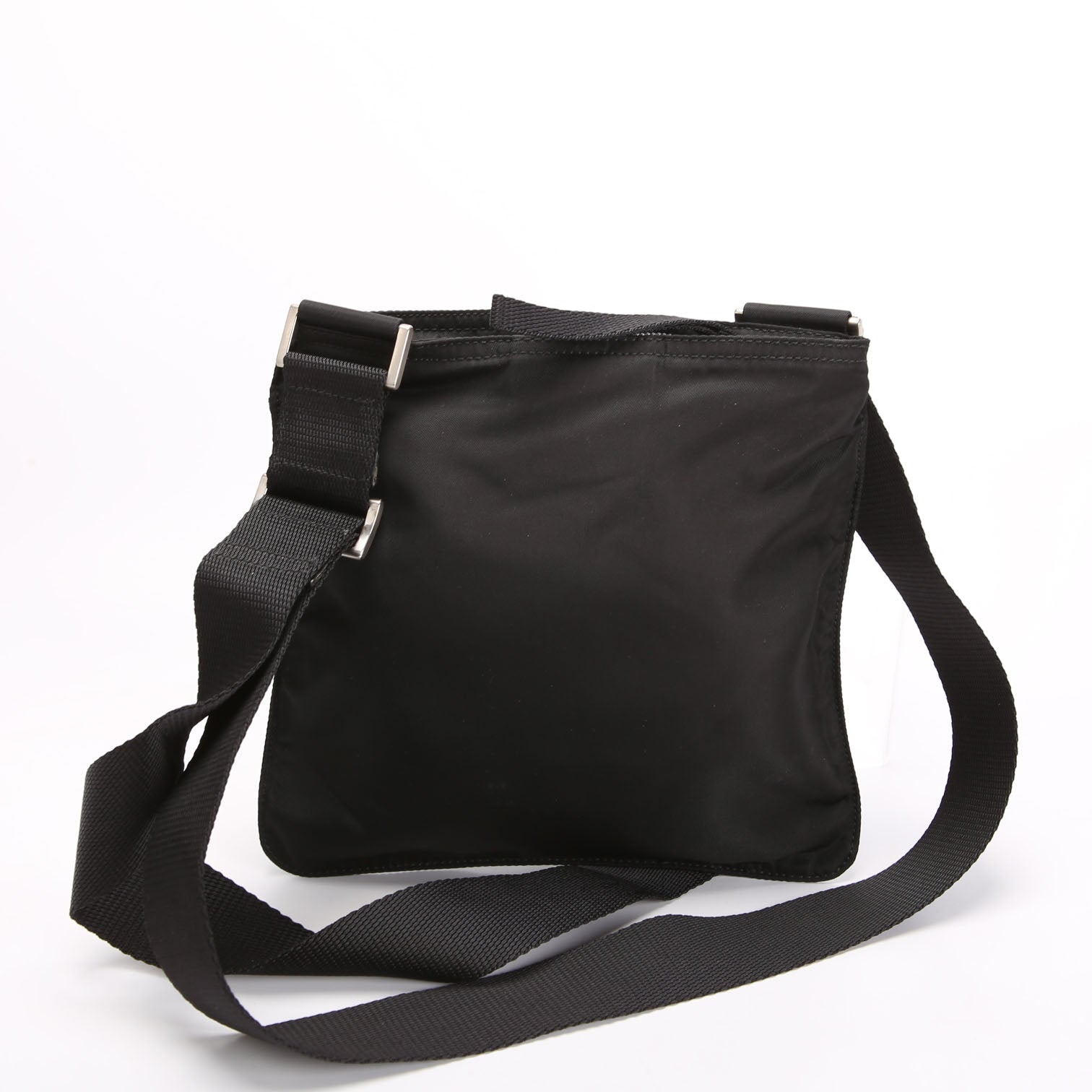 Nylon Flat Mini Messenger Black