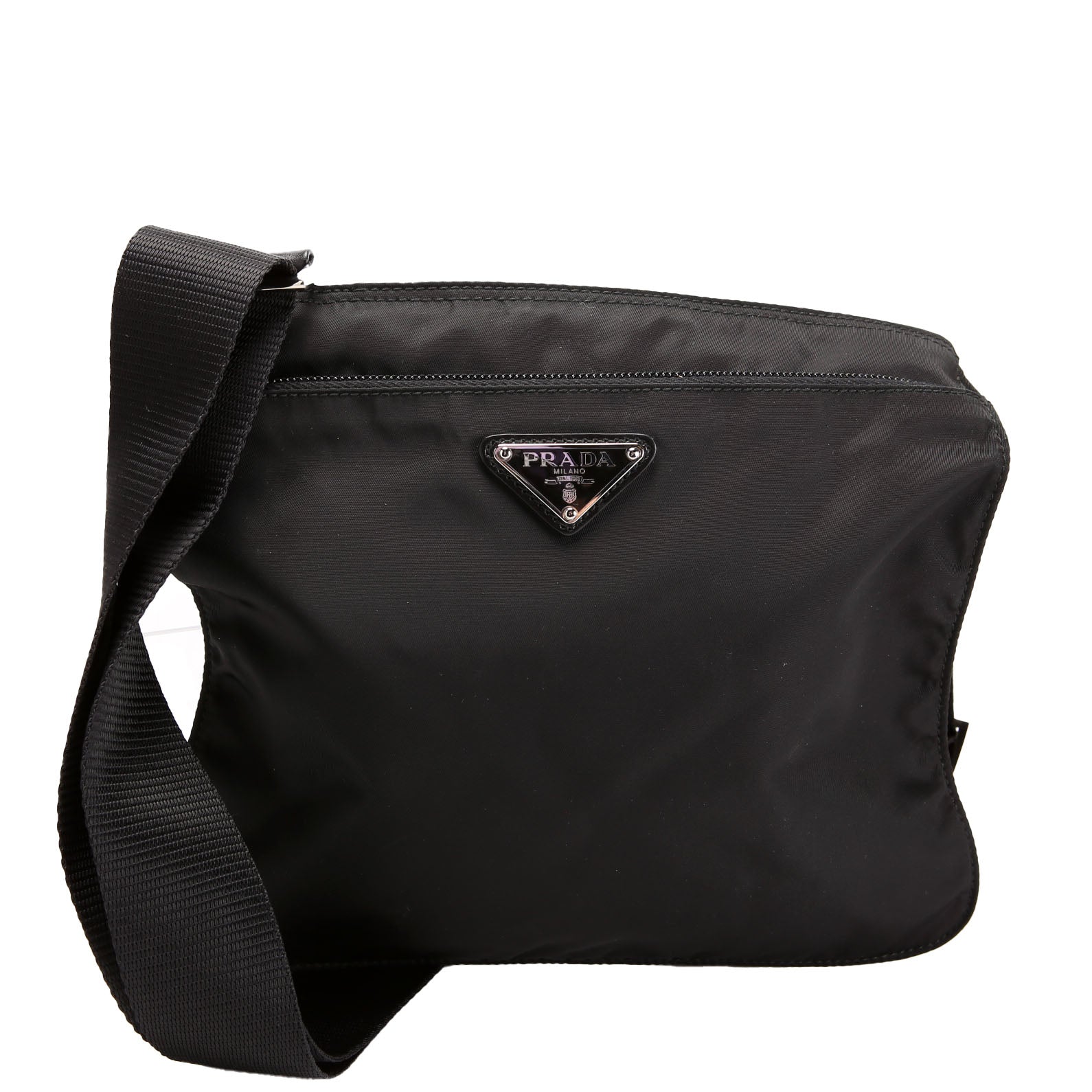 Nylon Flat Small Messenger Black