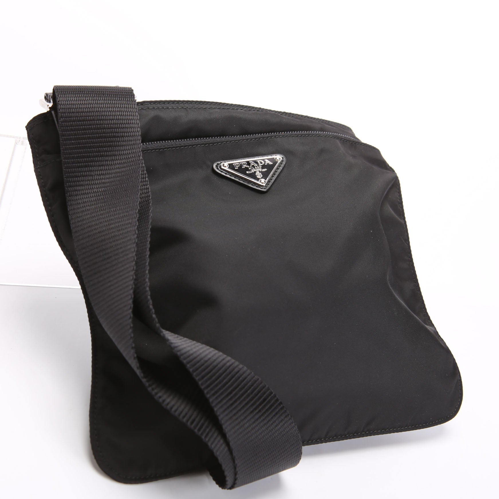 Nylon Flat Small Messenger Black
