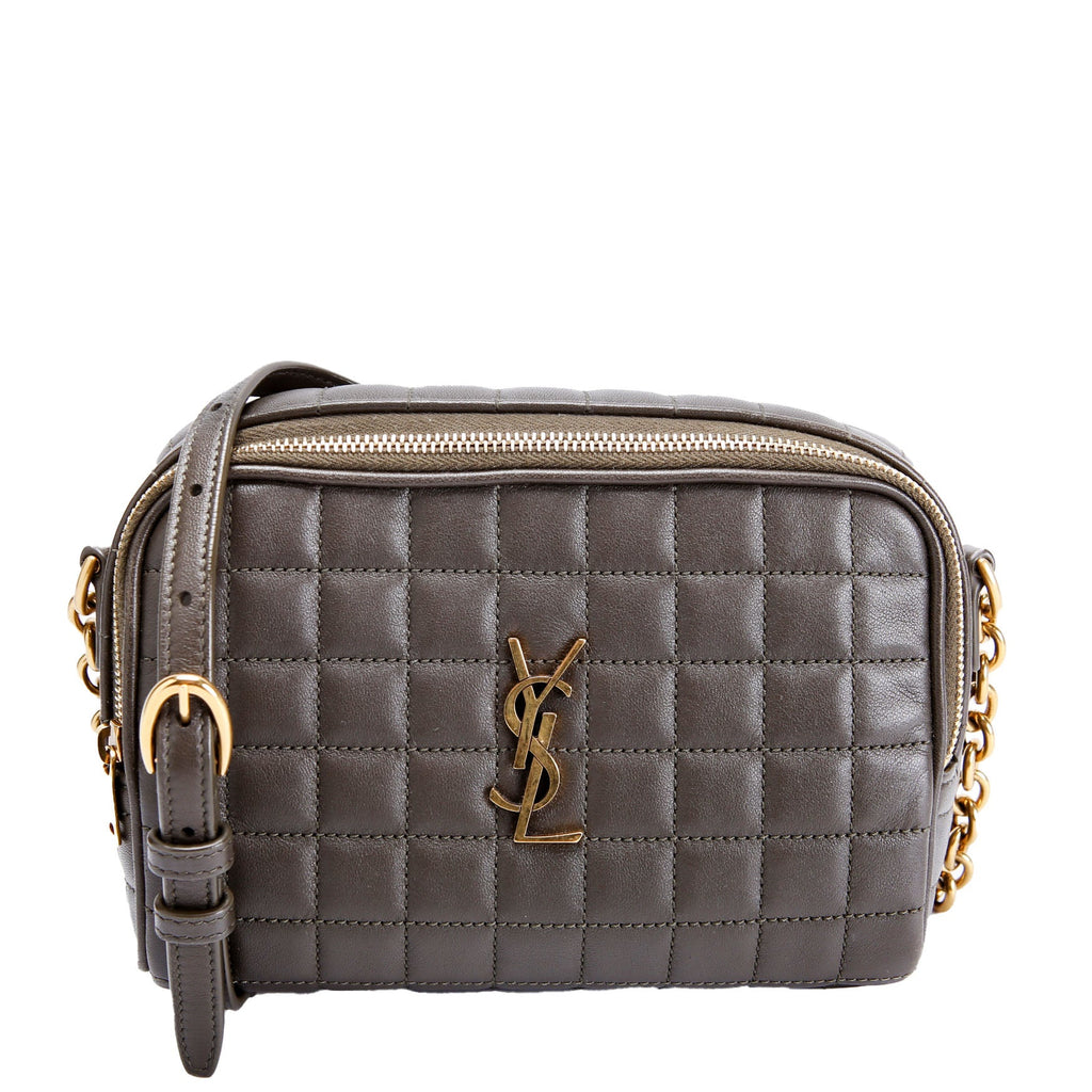 SAINT LAURENT Cassandre Carre Camera Bag Lambskin 764809 Green