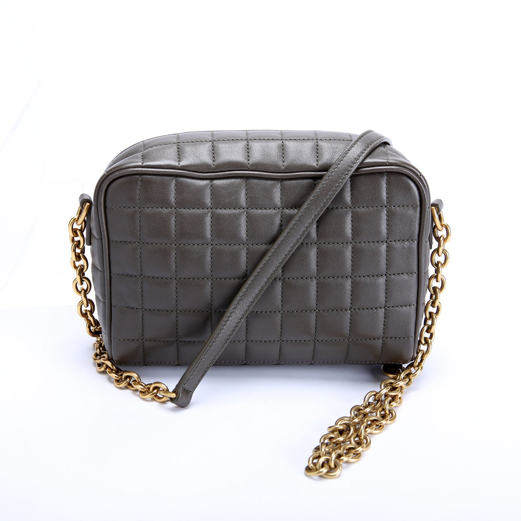 SAINT LAURENT Cassandre Carre Camera Bag Lambskin 764809 Green