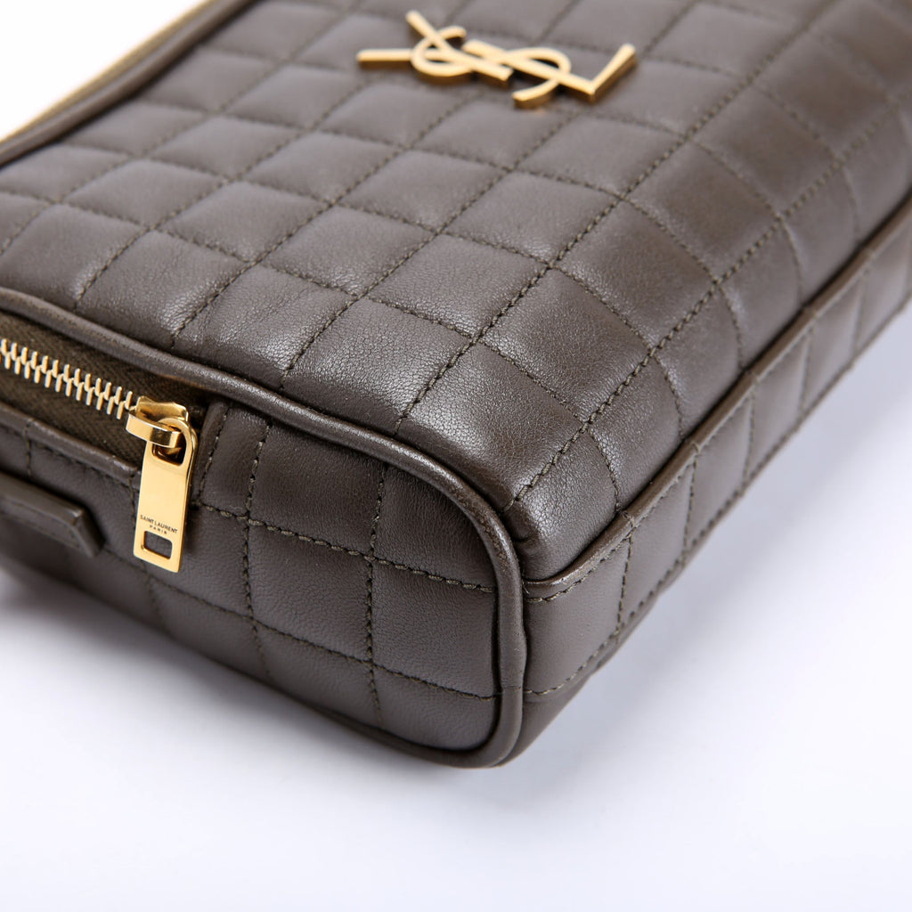 SAINT LAURENT Cassandre Carre Camera Bag Lambskin 764809 Green
