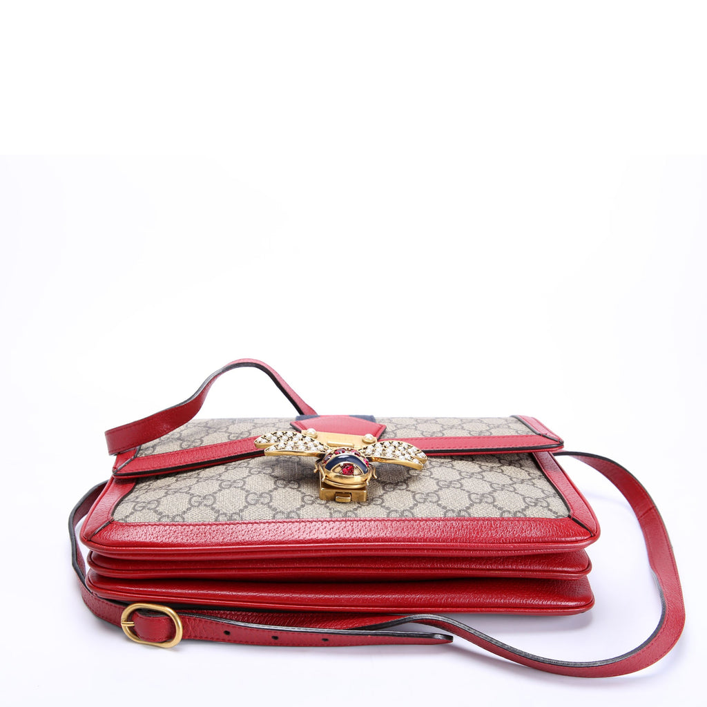 524356 GG Supreme Queen Margaret Medium Shoulder Bag Beige/Red
