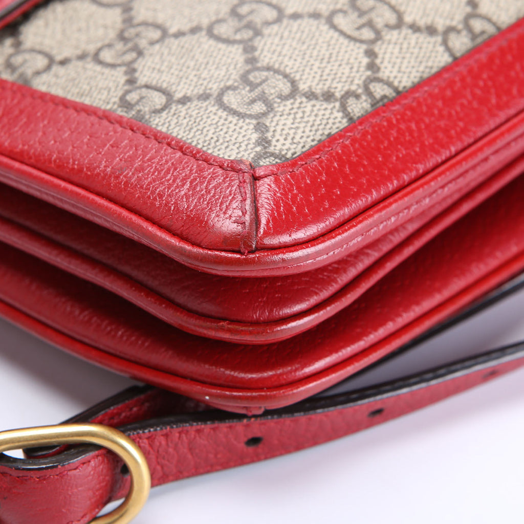 524356 GG Supreme Queen Margaret Medium Shoulder Bag Beige/Red
