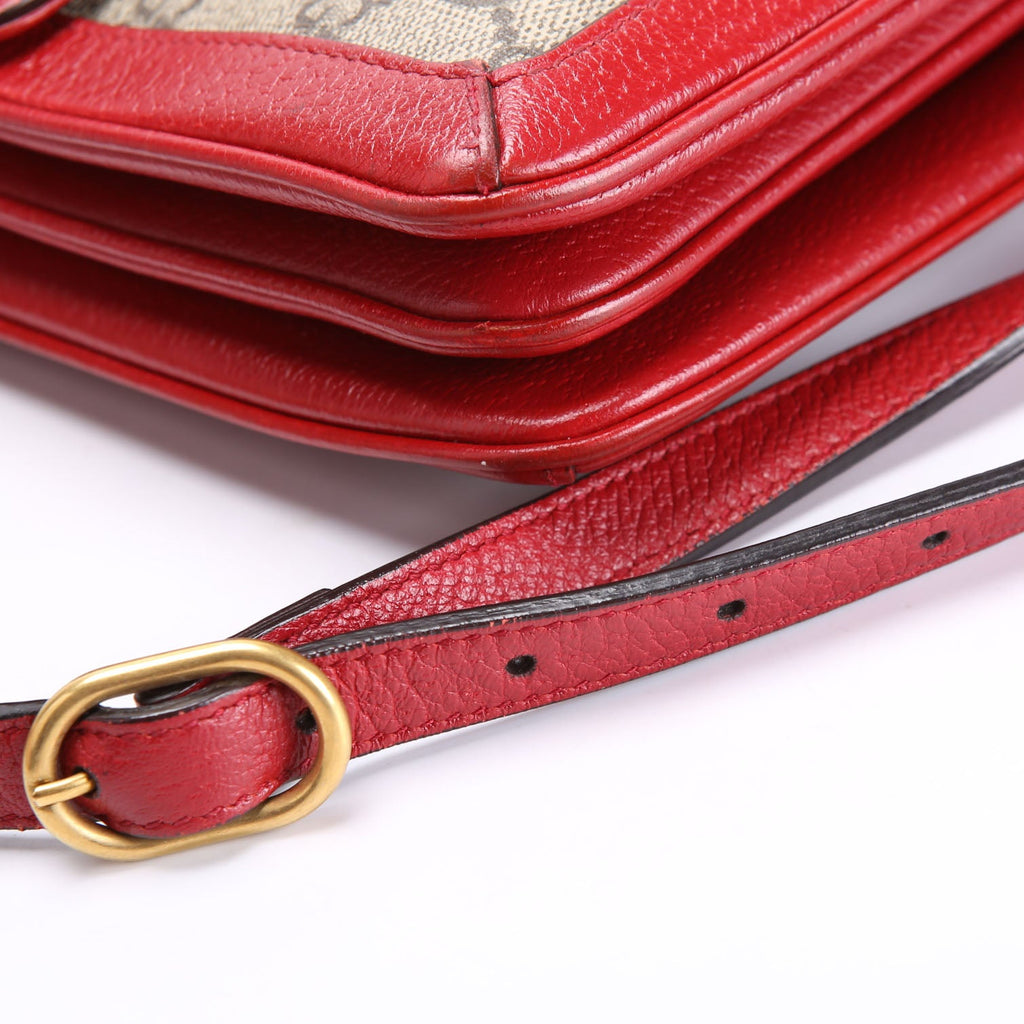 524356 GG Supreme Queen Margaret Medium Shoulder Bag Beige/Red