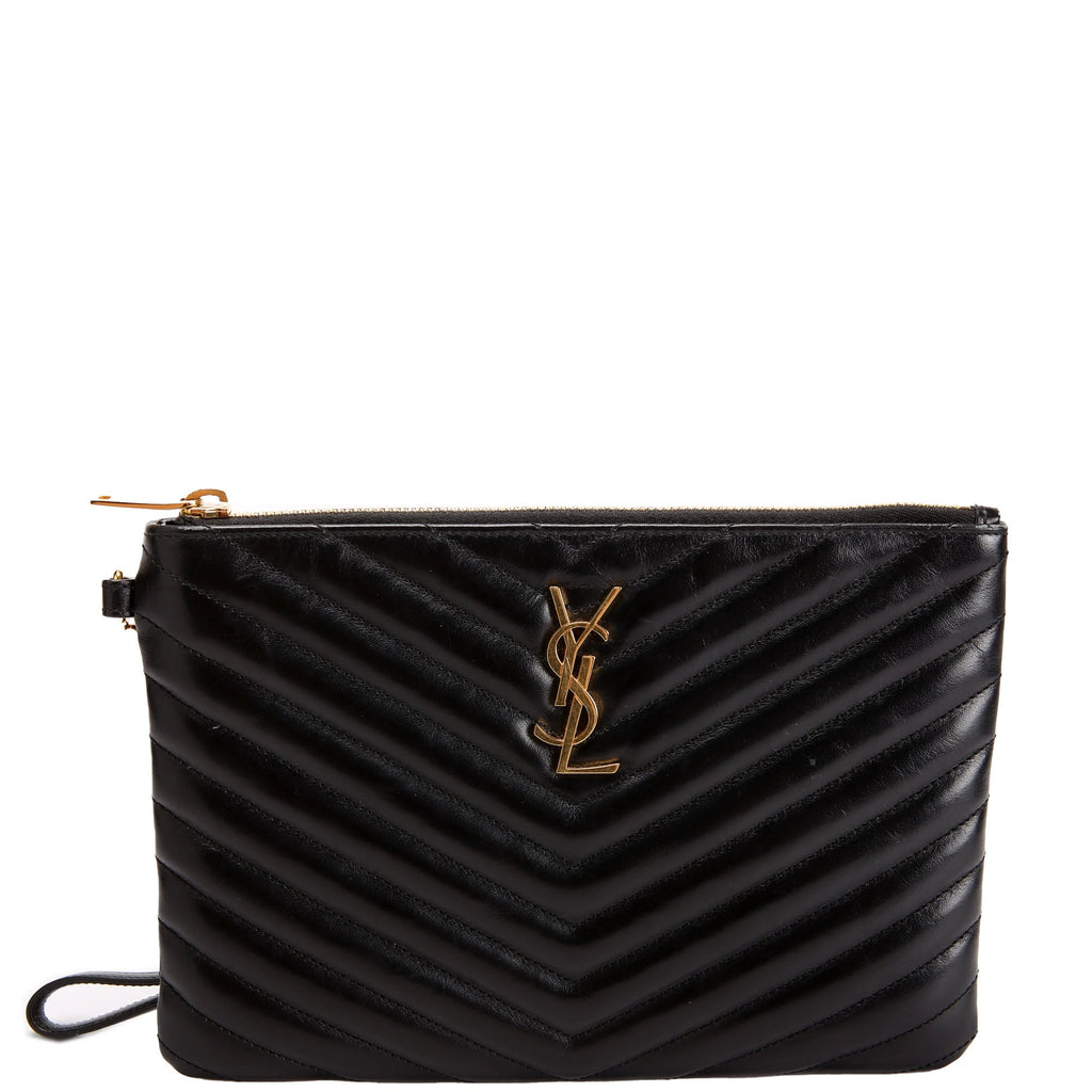 SAINT LAURENT 379039 A5 Matelasse Pouch Black