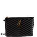 SAINT LAURENT 379039 A5 Matelasse Pouch Black