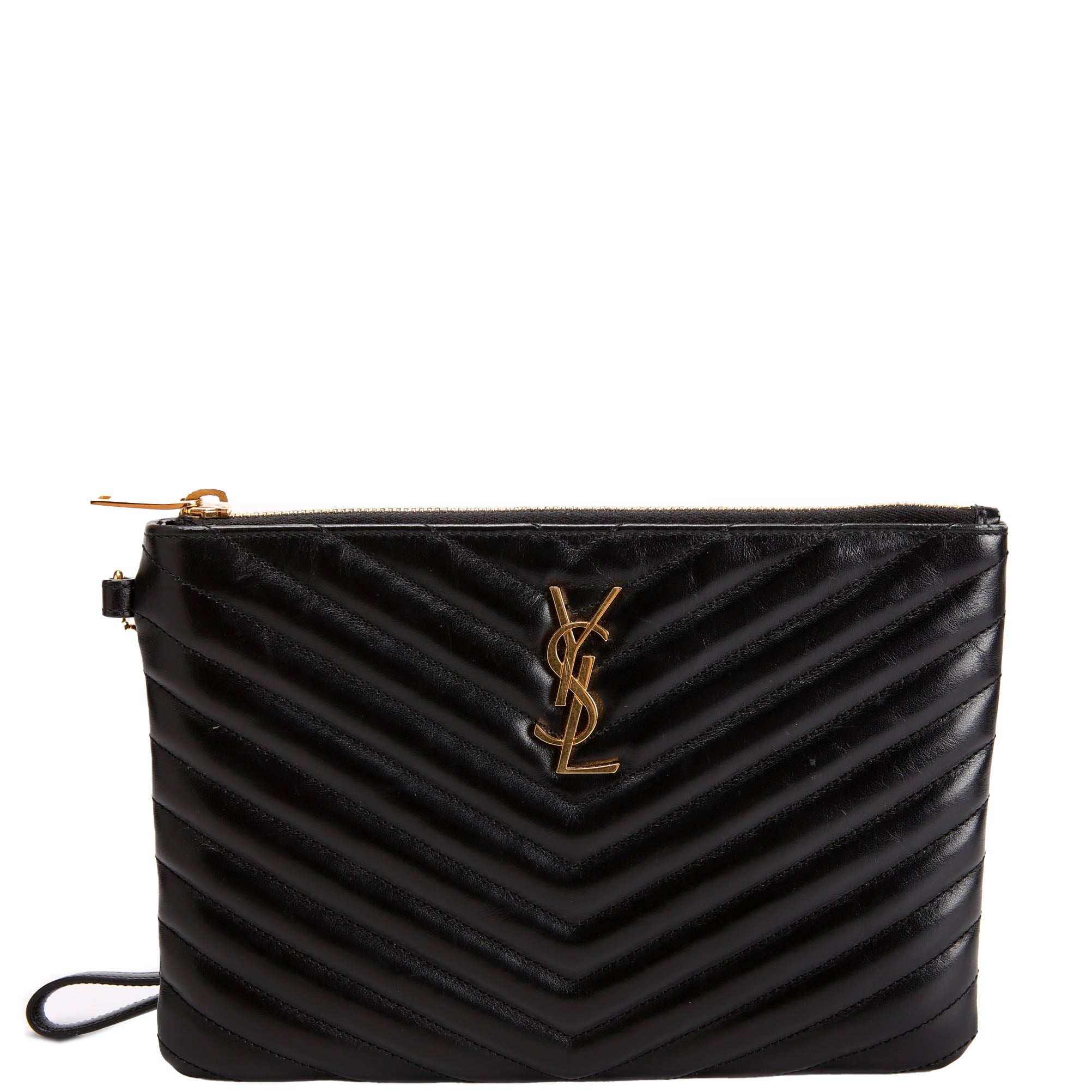 SAINT LAURENT 379039 A5 Matelasse Pouch Black