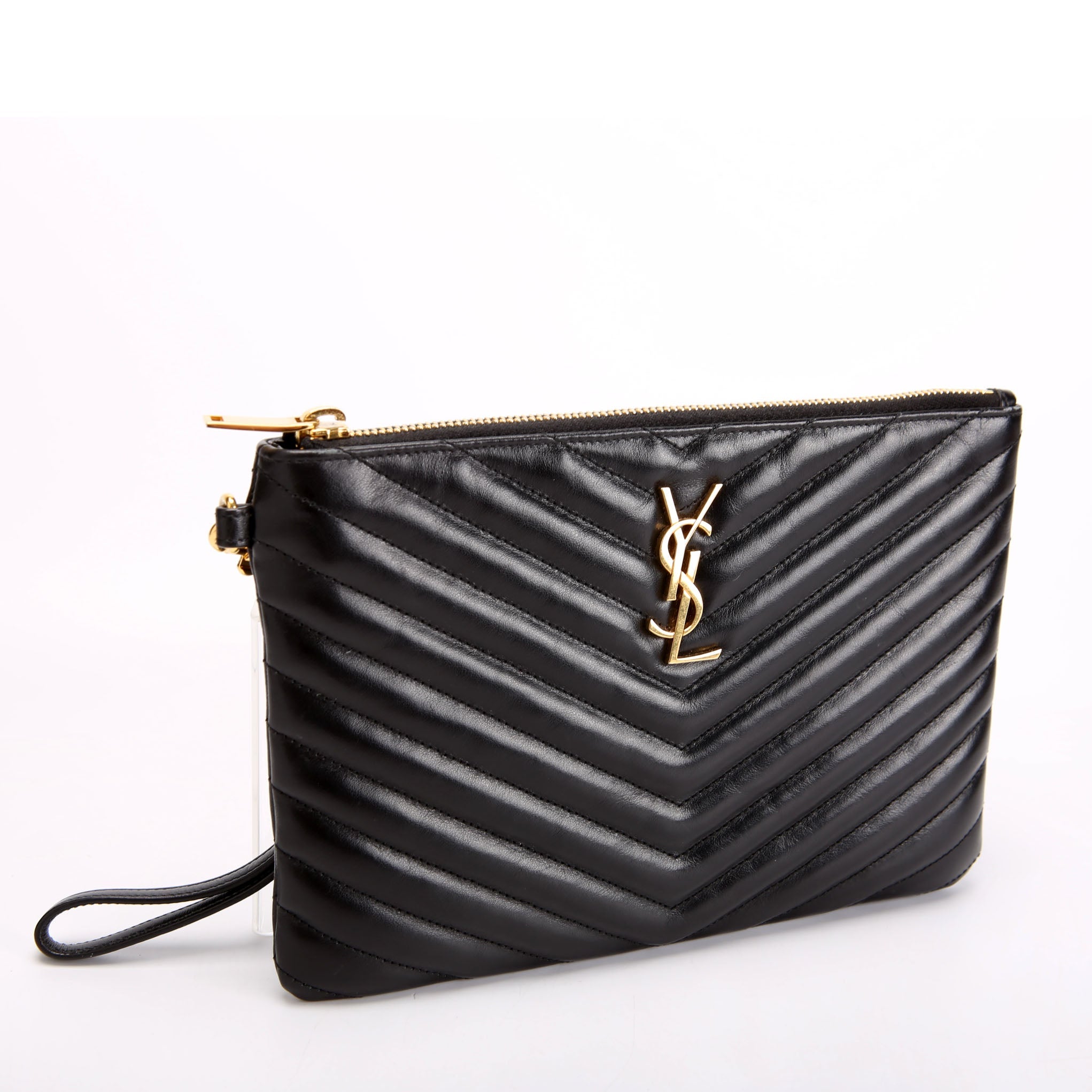 SAINT LAURENT 379039 A5 Matelasse Pouch Black