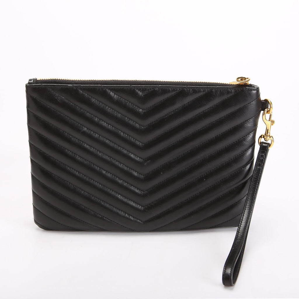SAINT LAURENT 379039 A5 Matelasse Pouch Black