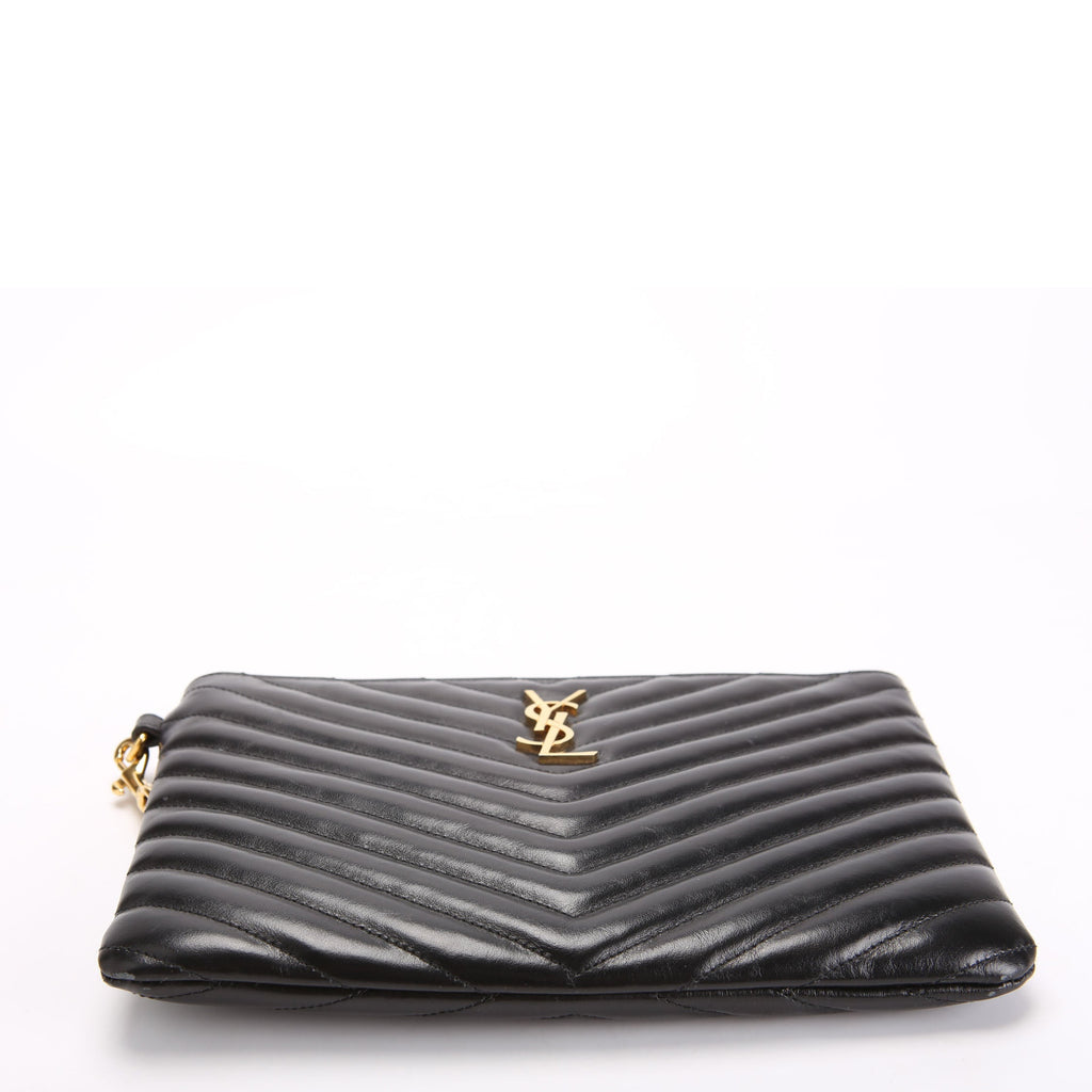 SAINT LAURENT 379039 A5 Matelasse Pouch Black