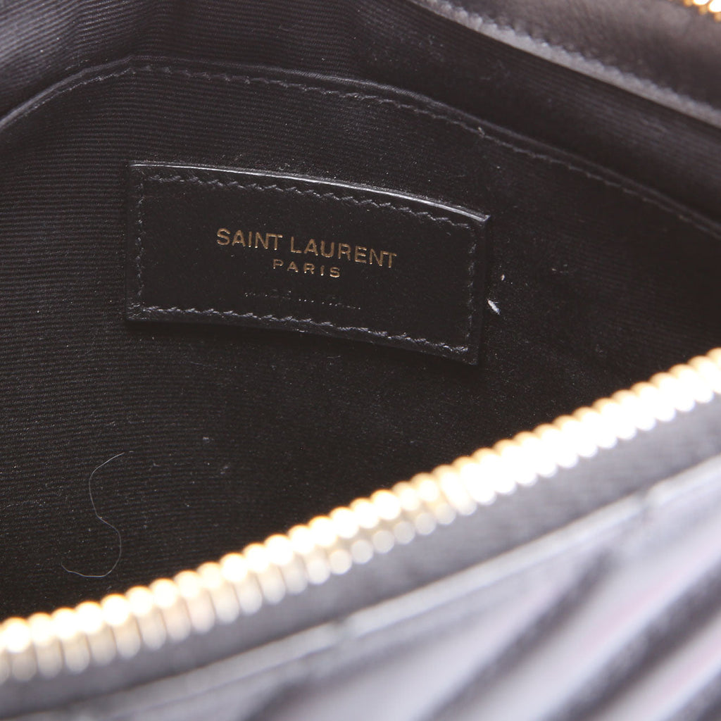 SAINT LAURENT 379039 A5 Matelasse Pouch Black