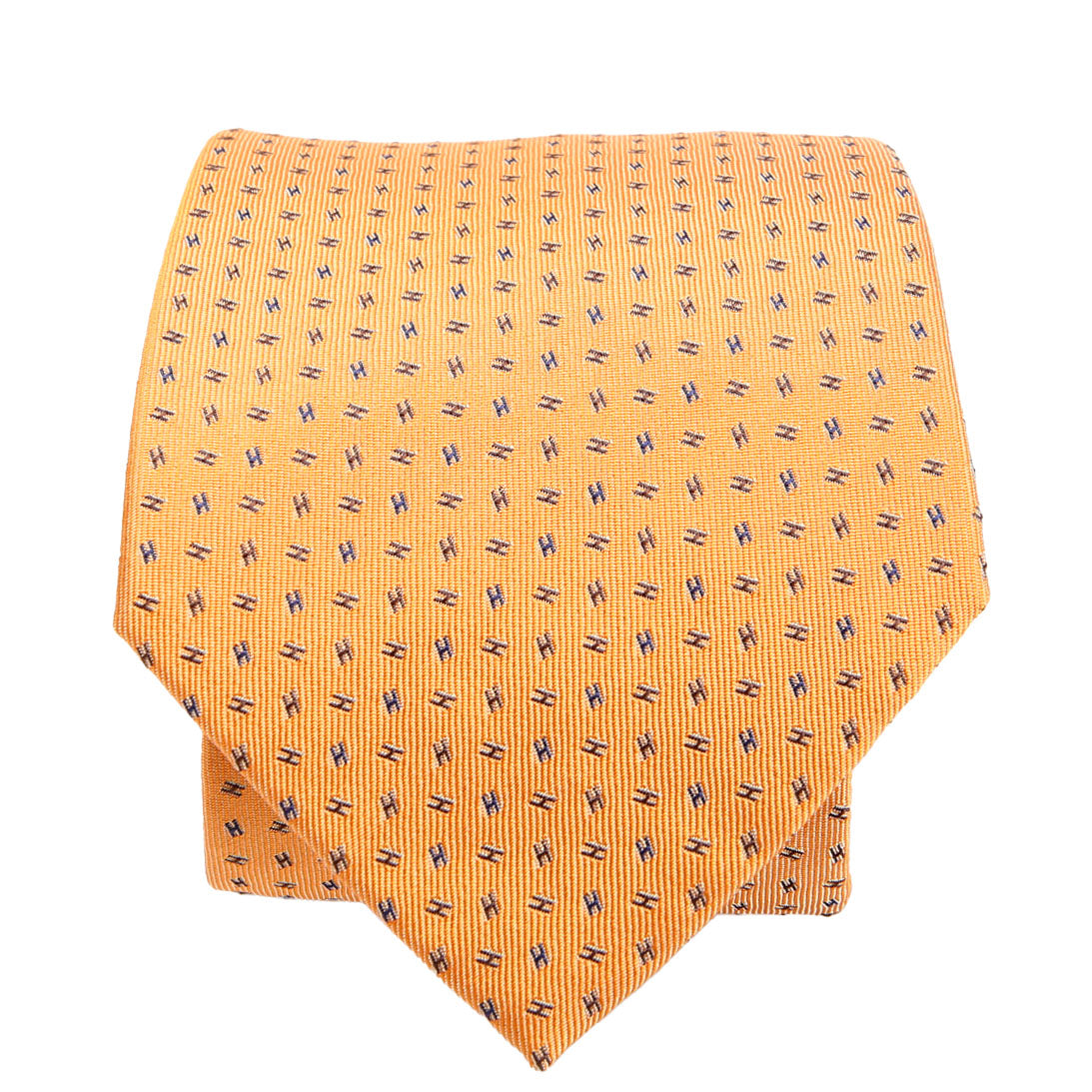 Hermes Printed Silk Tie Orange